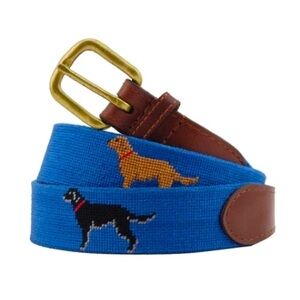 Smathers & Branson Labrador Retriever Needlepoint Leather Belt Men’s Size 38